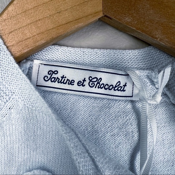 Tartine et Chocolat Baby Sweater 1 Month Newborn Cat Cotton Cashmere Blue NWT - Picture 6 of 8